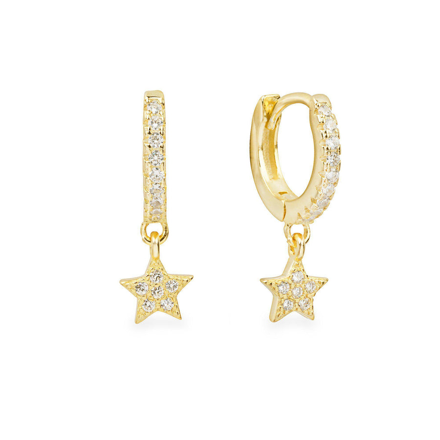 Celestial Gold star huggie hoop earrings