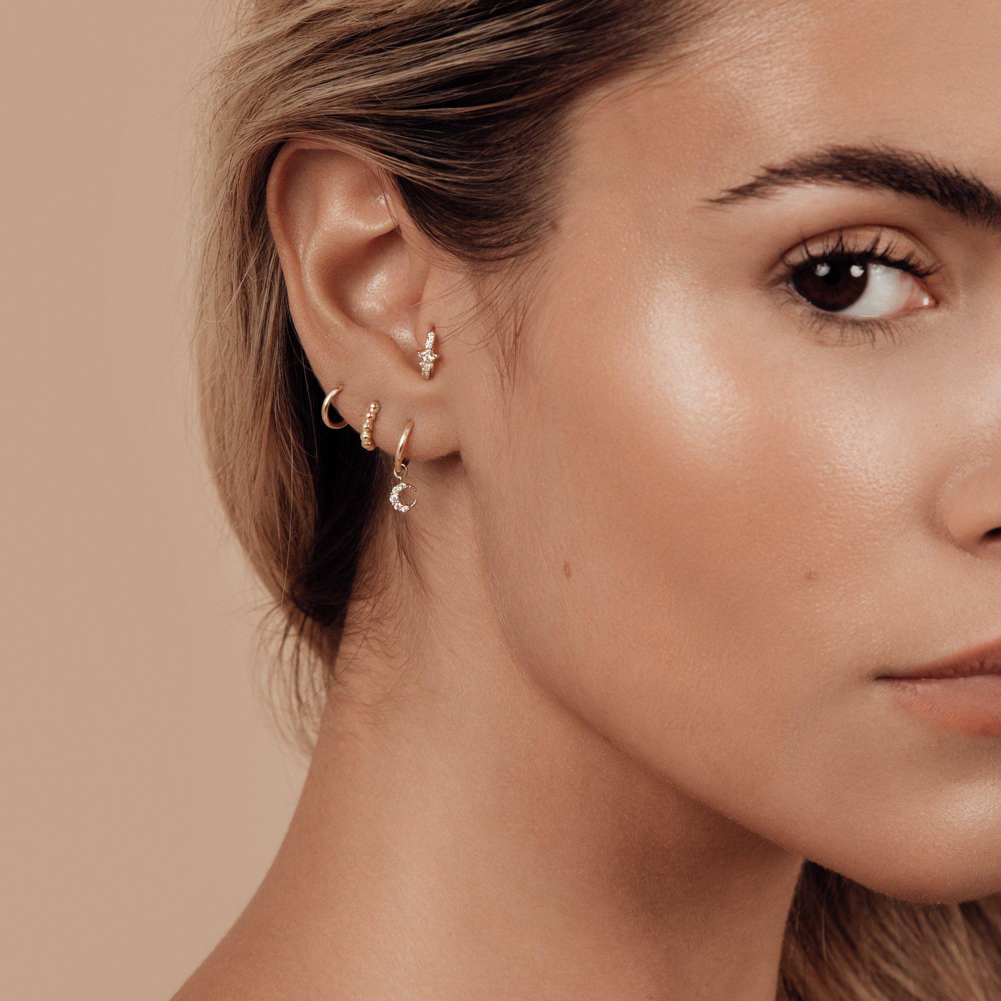Ciclo medium 9k solid yellow gold hinged segment single earring - Helix & Conch