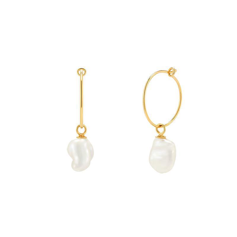 Diosa freshwater pearl drop hoop gold earrings