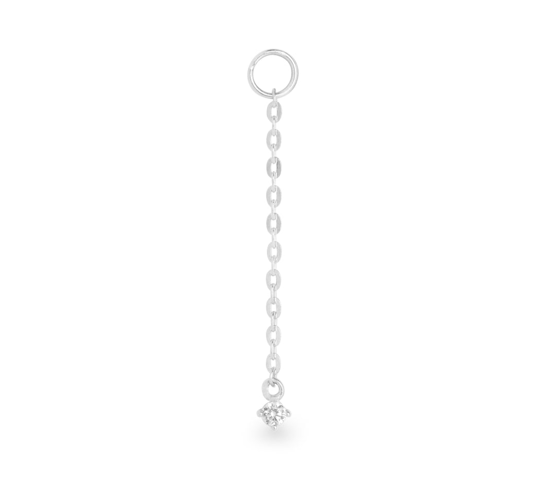 Domi single 9k solid white gold hanging gem chain with solitaire - Helix & Conch