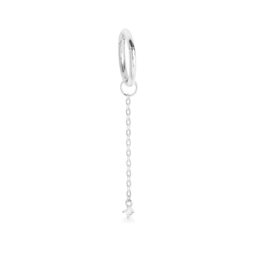 Domi single 9k solid white gold hanging gem chain with solitaire