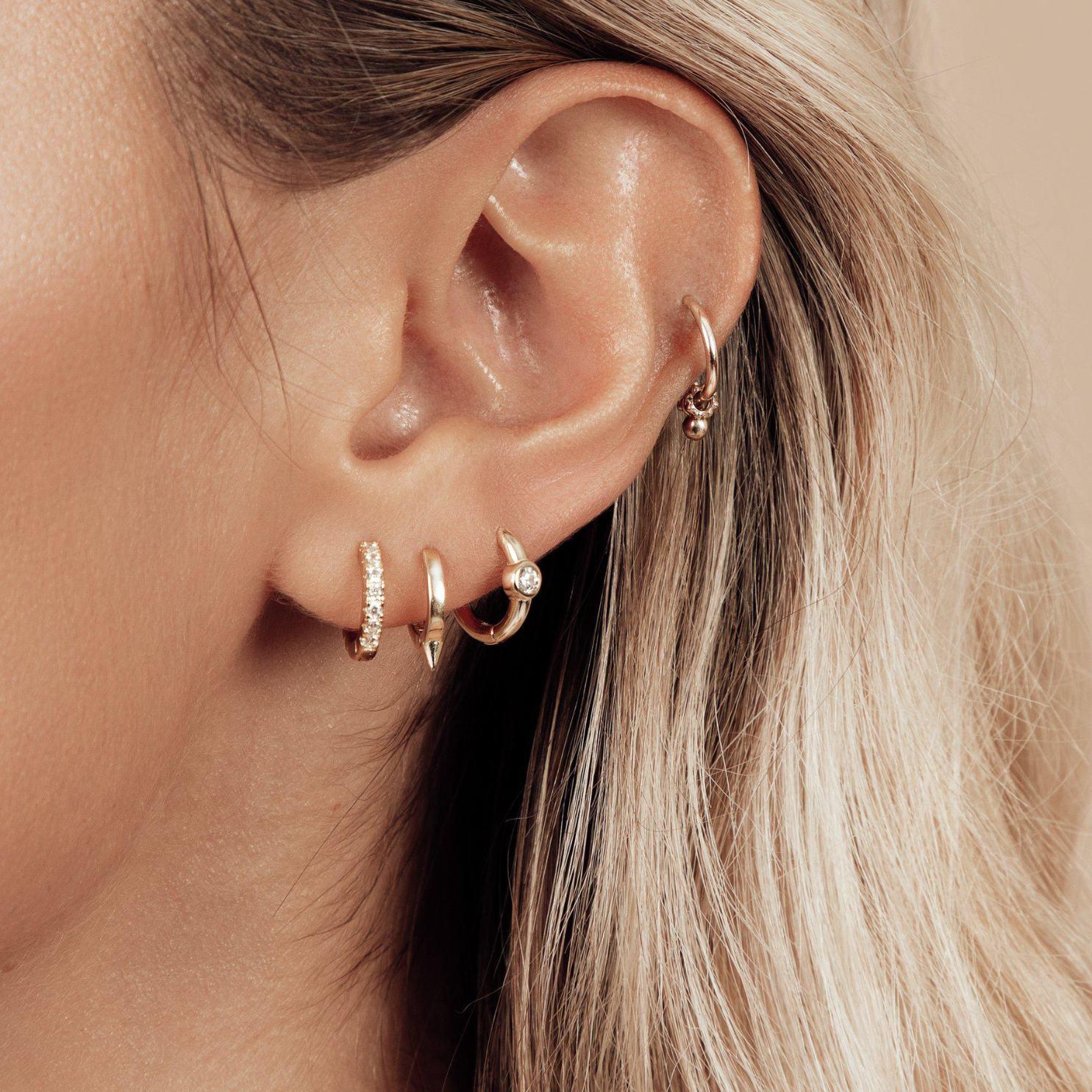 Eterna gold single huggie hoop earring - Helix & Conch
