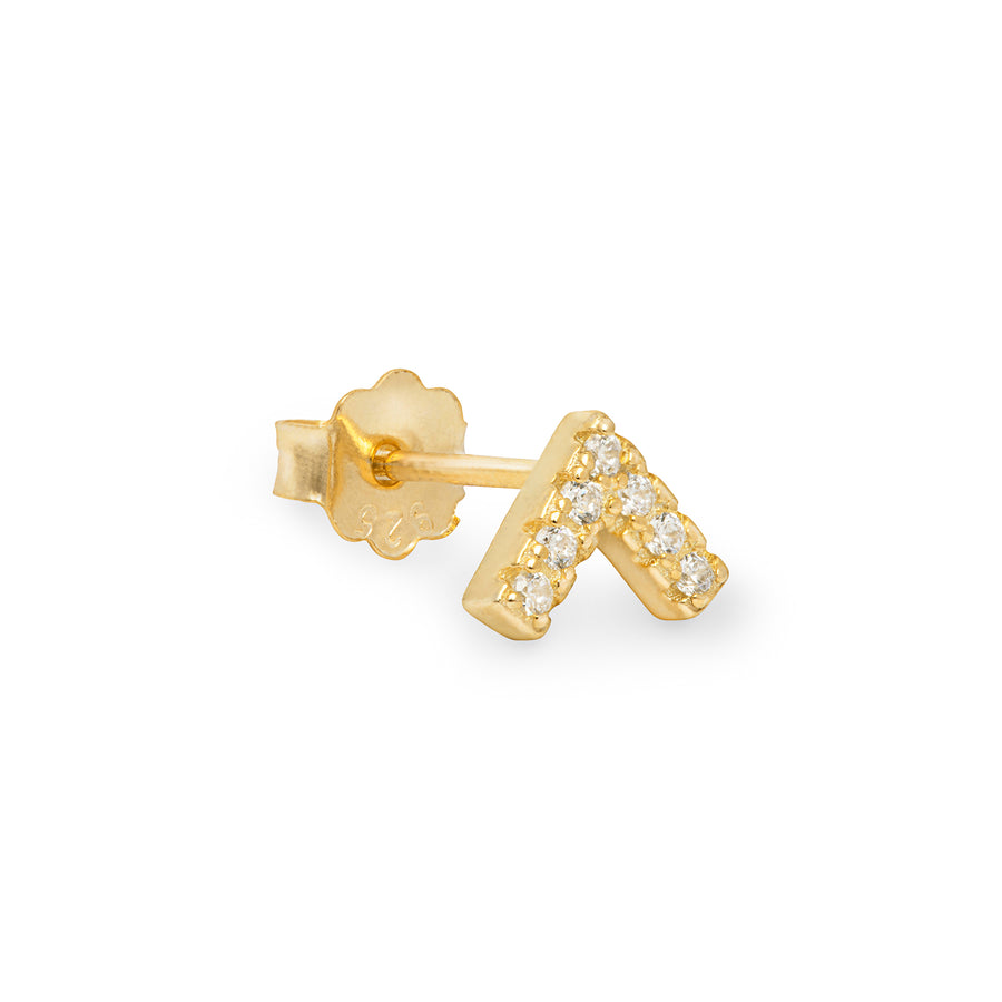 Cheuron gold single stud earring