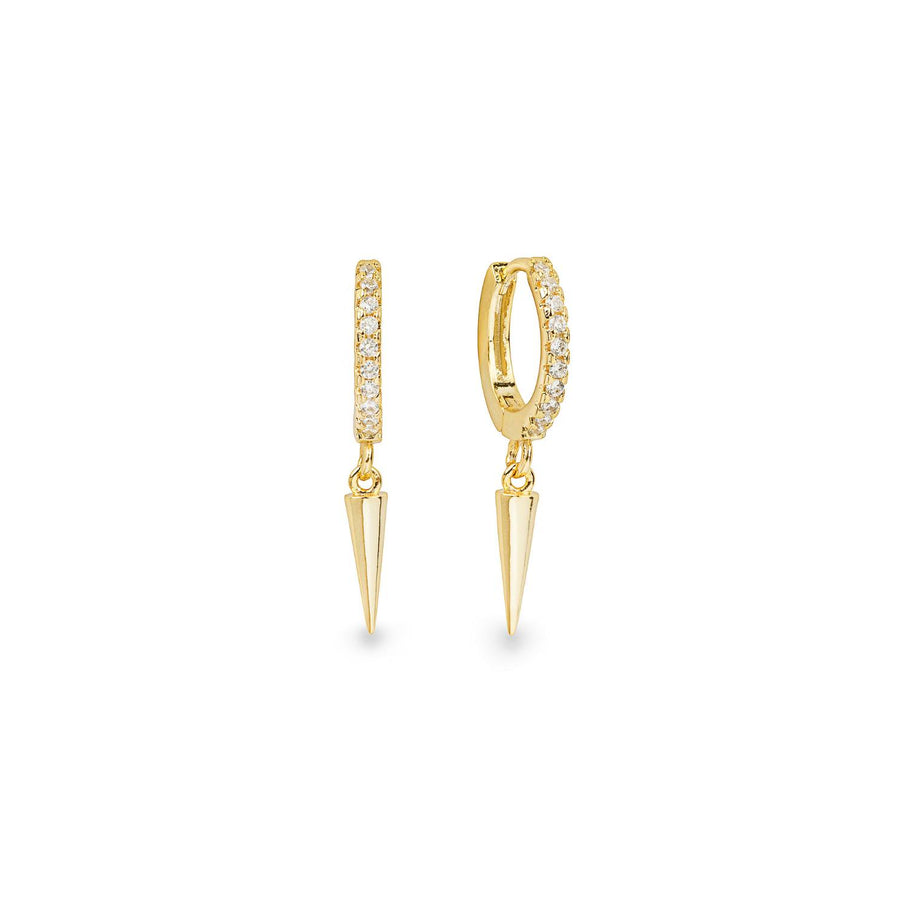 Vertex gold spike huggie hoop earrings