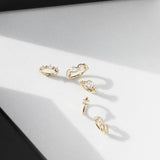 Luci 9k tiny solid yellow gold crystal trio hinge single earring - Helix & Conch