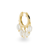 Hera yellow gold hoop freshwater pearl single earring - Helix & Conch