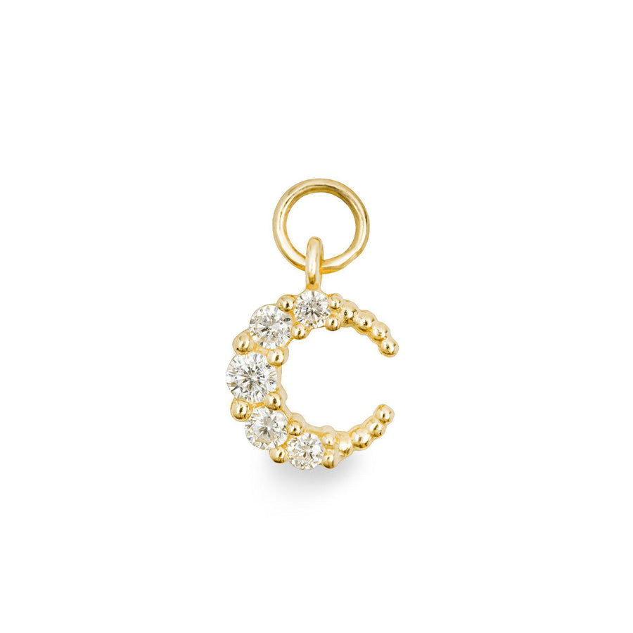 Lune 9k solid yellow gold tiny moon charm for hinged segment earring
