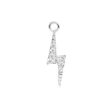 Luz 9k single solid white gold tiny lightning bolt charm for hinged segment earring - Helix & Conch