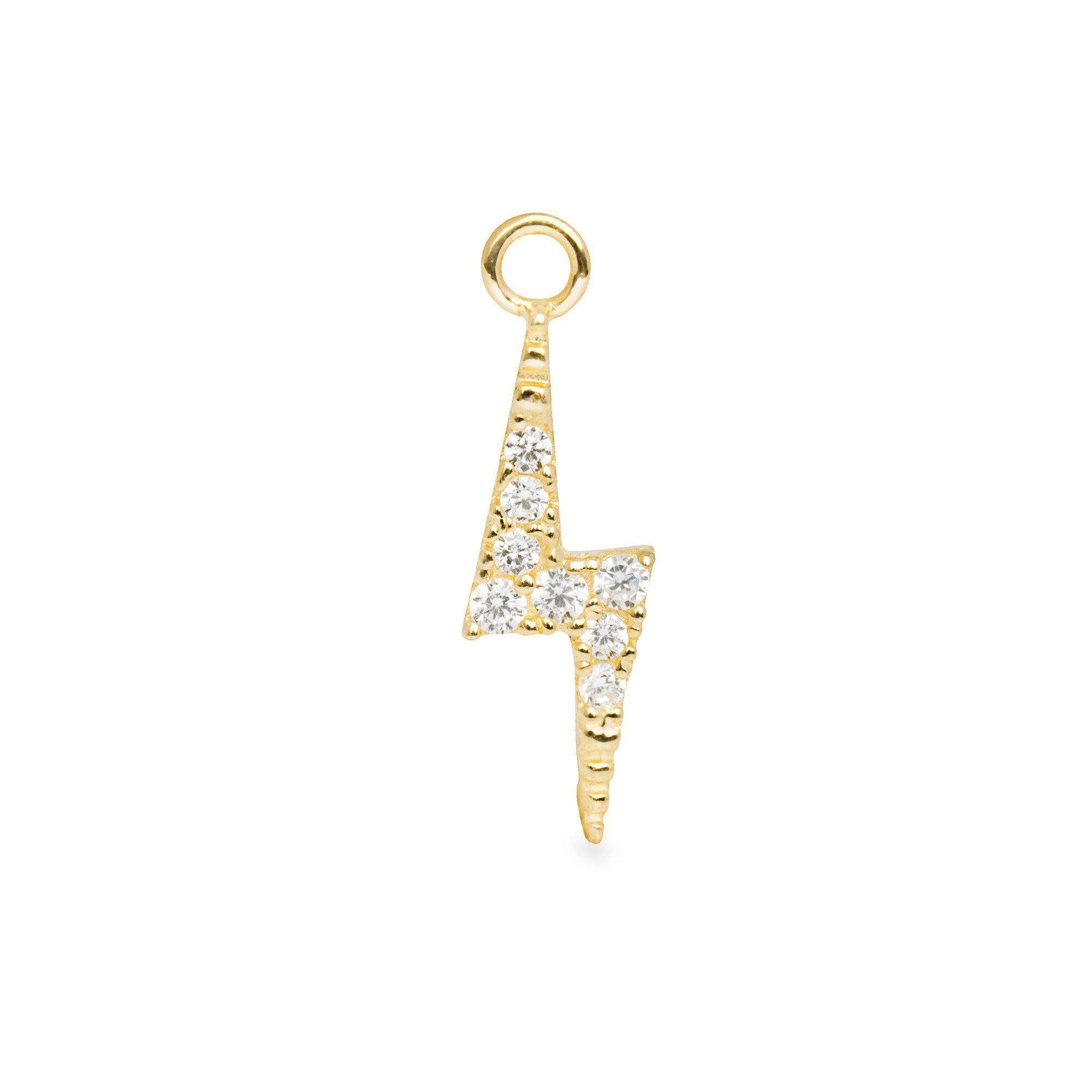 Luz single 9k solid yellow gold tiny lightning bolt charm for hinged segment earring - Helix & Conch