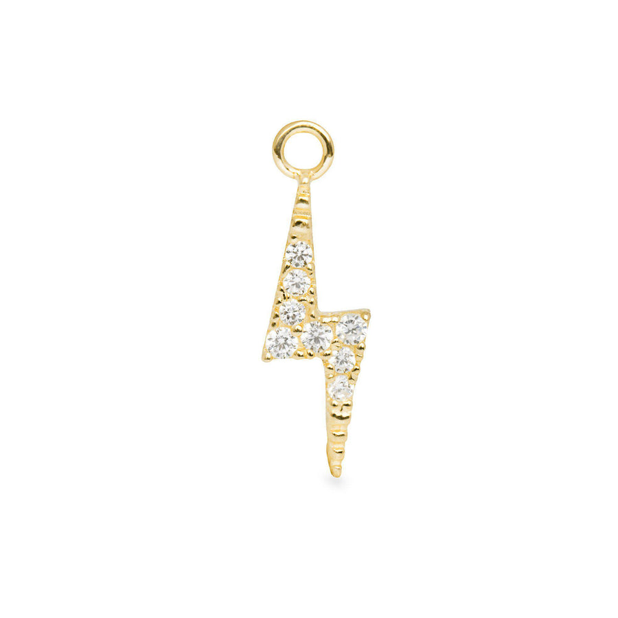Luz 9k solid yellow gold tiny lightning bolt charm for hinged segment earring