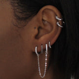 Manette dual piercing white gold huggie earring - Helix & Conch