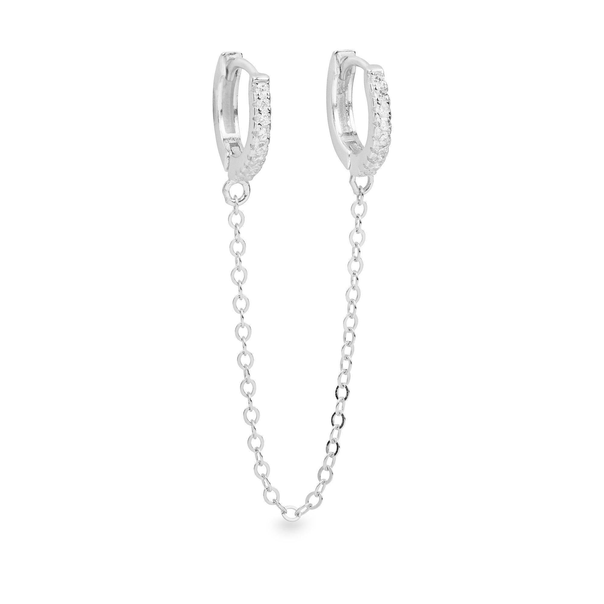 Manette dual piercing white gold huggie earring - Helix & Conch