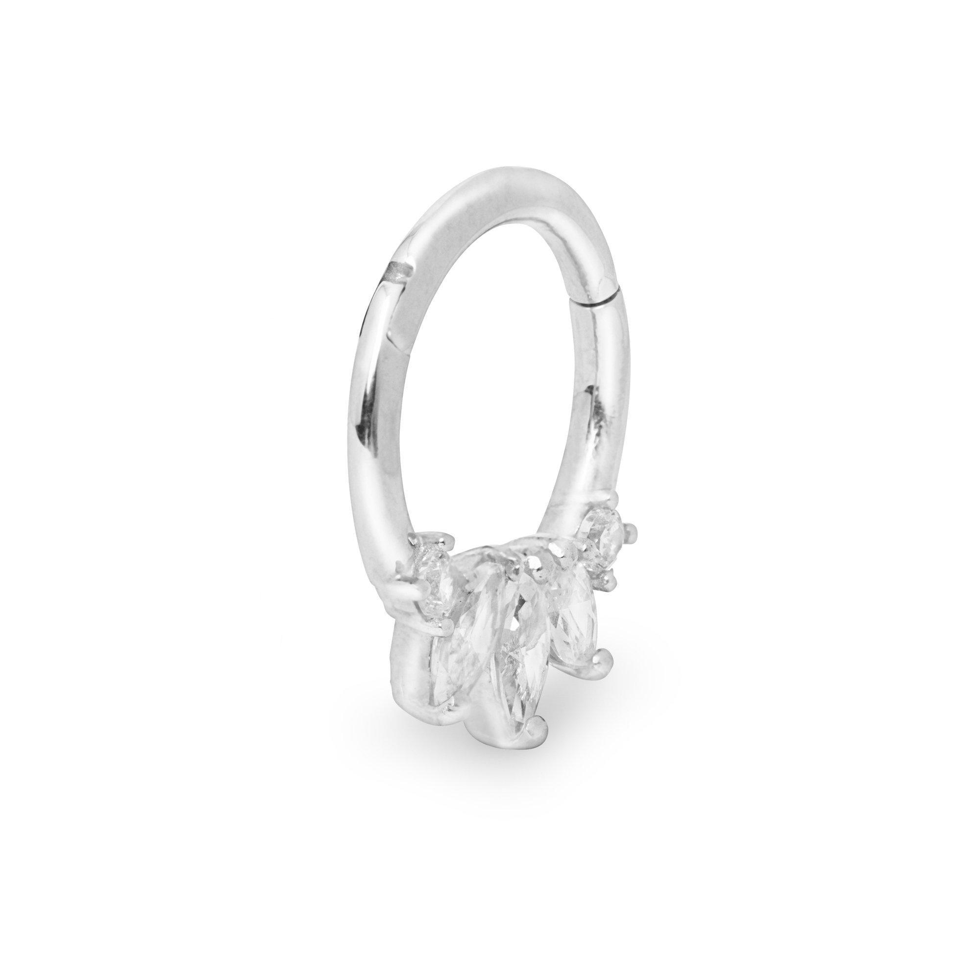 Marchesa 9k solid white gold daith single hoop earring - Helix & Conch