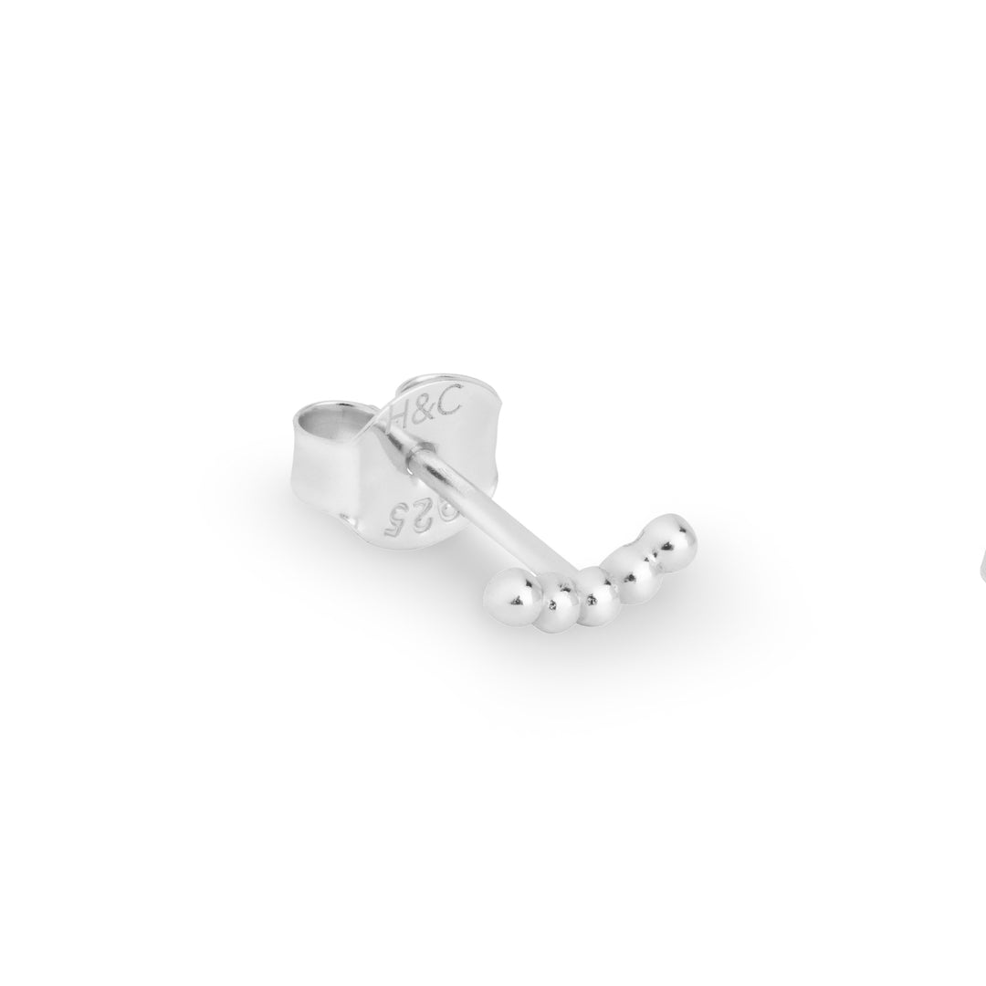 Orco white gold beaded crescent single stud earring - Helix & Conch