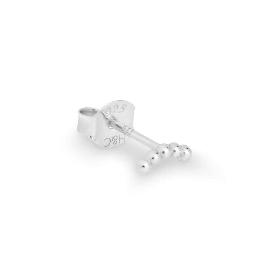 Orco white gold beaded crescent single stud earring