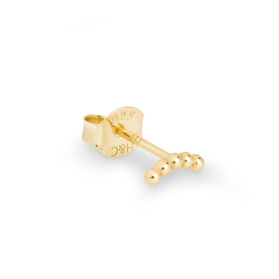 Orco yellow gold beaded crescent single stud earring