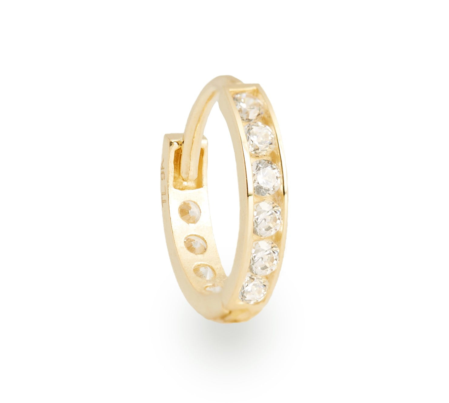 Orlo 9k solid yellow gold channel set single earring - Helix & Conch