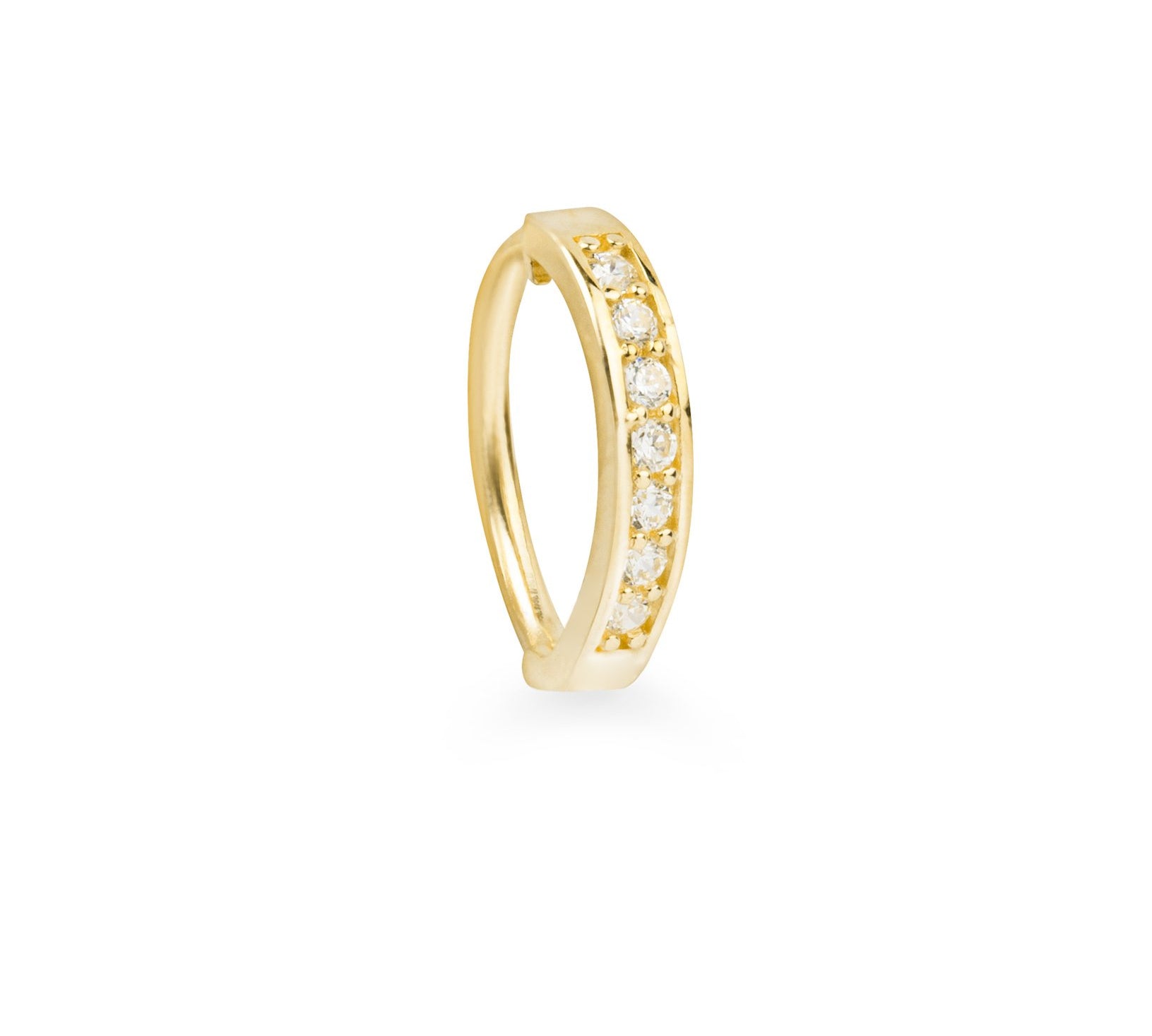 Ovale 9k solid yellow gold pavé oval Rook single earring - Helix & Conch
