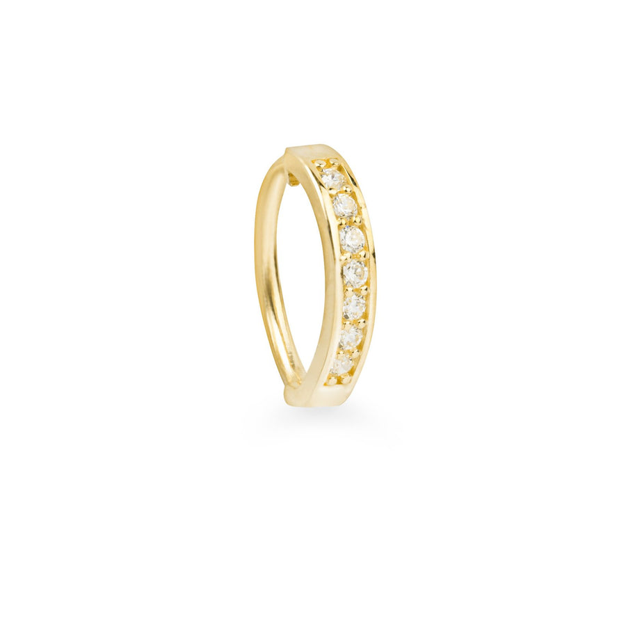 Ovale 9k solid yellow gold pavé oval Rook earring