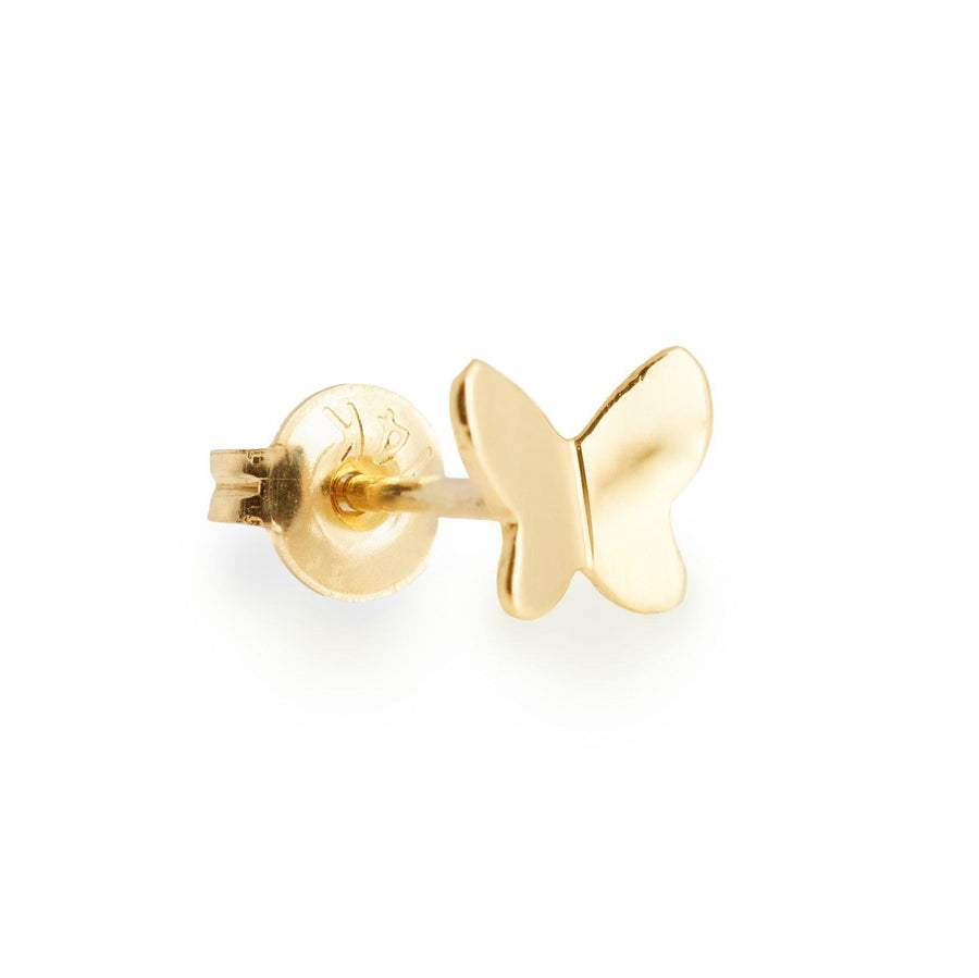 Papillon 14k solid yellow gold tiny butterfly single stud