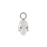 Pera 9k single solid white gold pear shaped charm for hinged segment earring - Helix & Conch