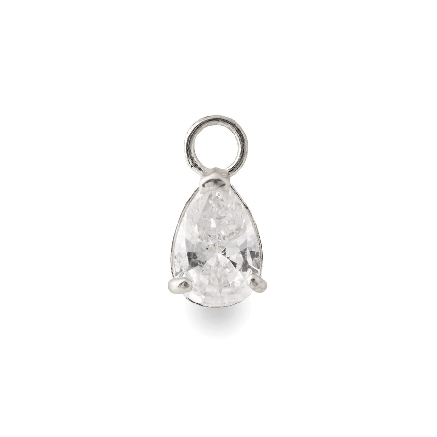 Pera 9k solid white gold pear shaped charm for hinged segment earring