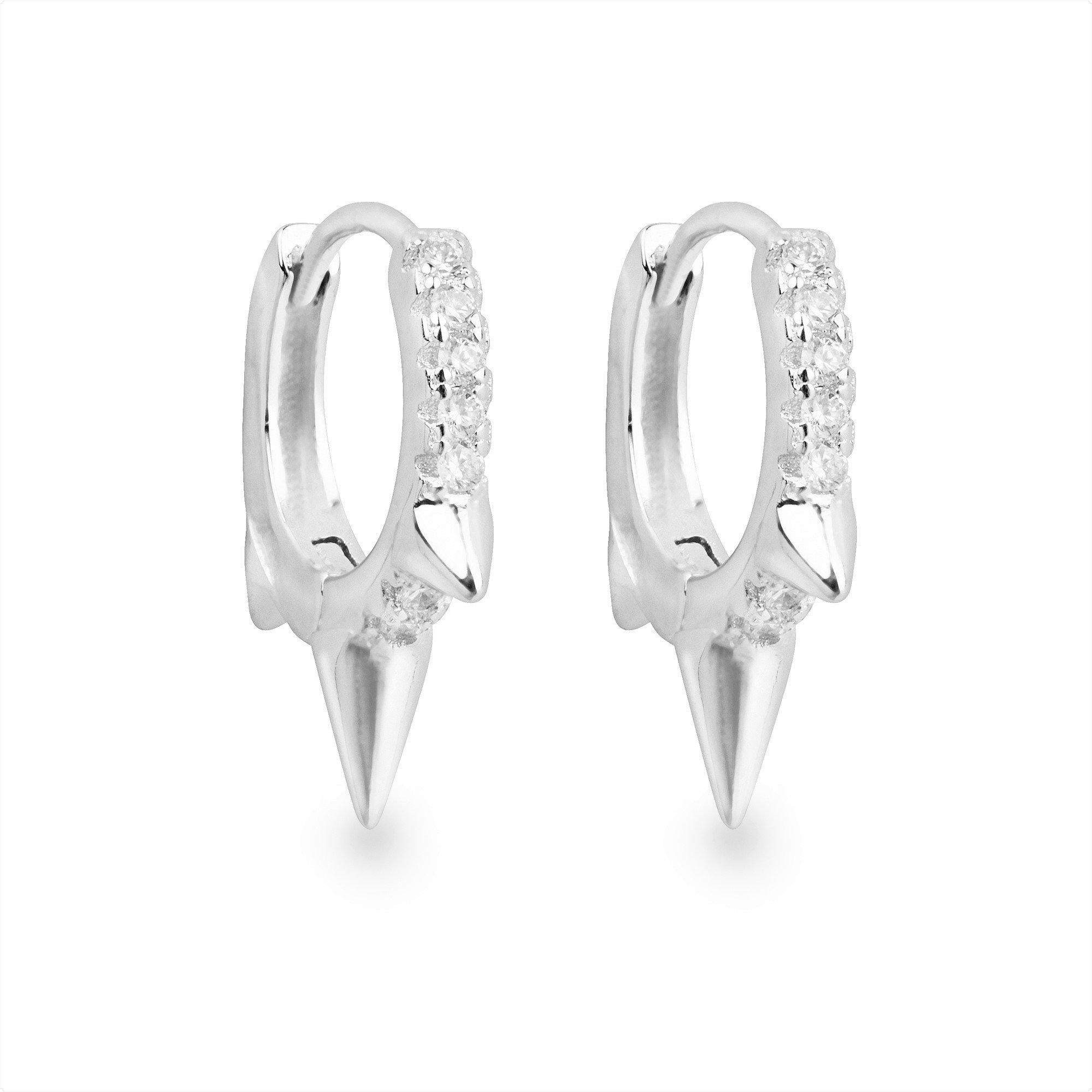 Picchi white gold spike huggie hoop earring - Helix & Conch