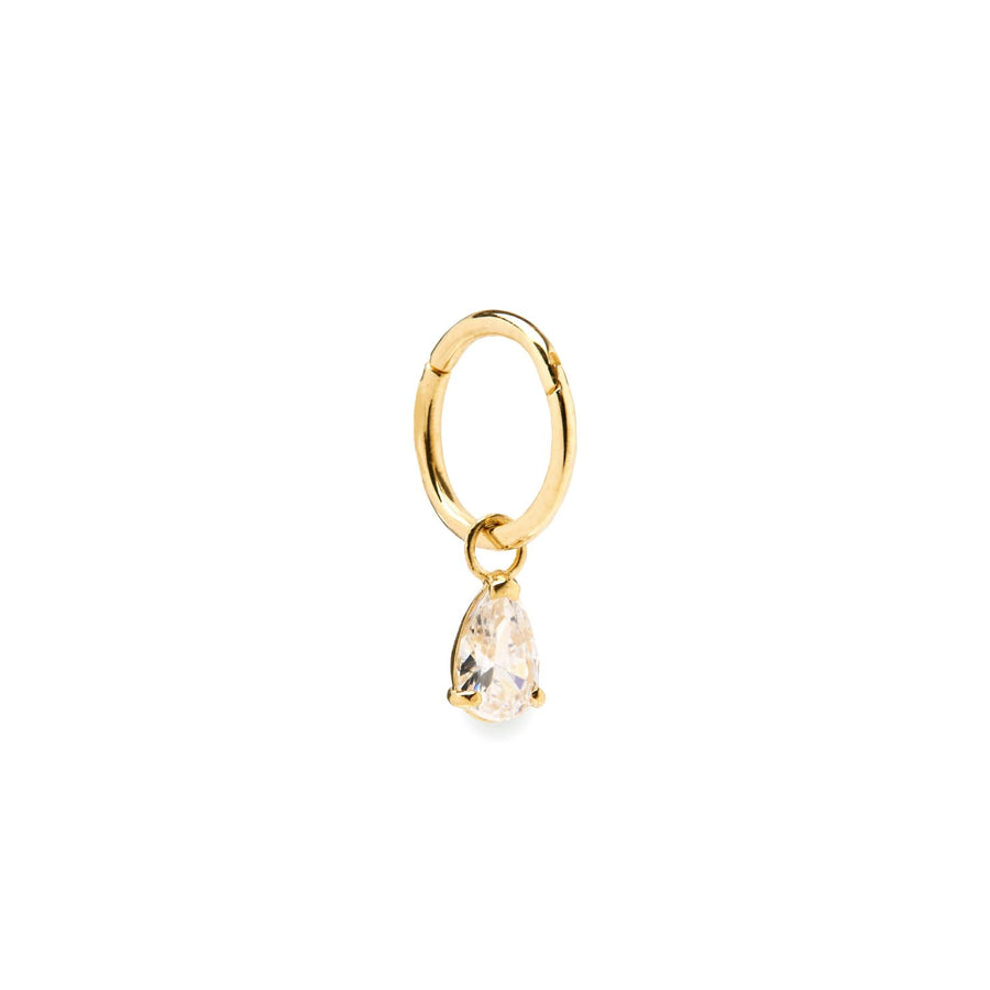 Pera 9k solid yellow gold pear shaped charm for hinged segment earring