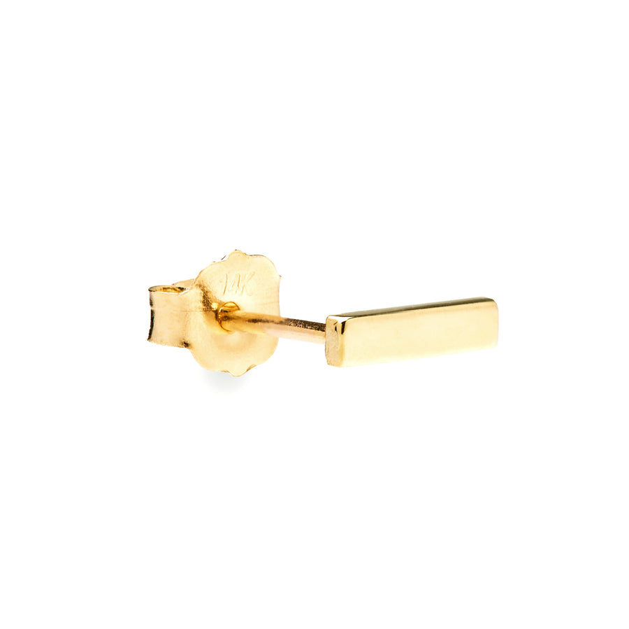 Barette 10k solid yellow gold small bar stud earring