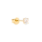 Brilliante medium 14k solid yellow gold single stud earring with solitaire stone - Helix & Conch