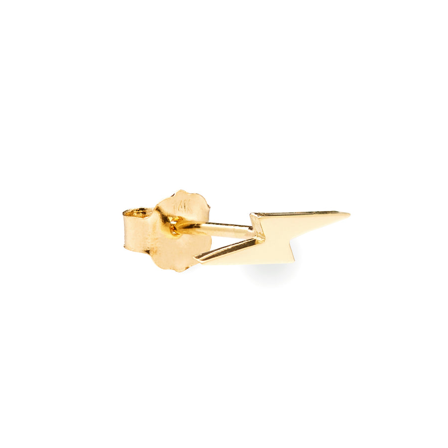 Centella 14k solid yellow gold lightning bolt single stud earring