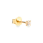 Brilliante tiny 14k solid yellow gold single stud earring with solitaire stone - Helix & Conch