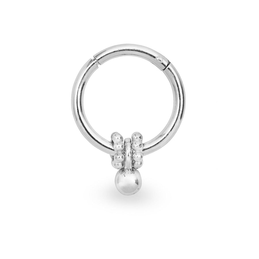 Suerte 9k solid white gold segment hoop with charms