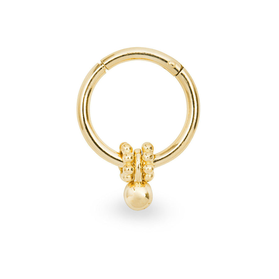 Suerte 9k solid yellow gold segment hoop with charms