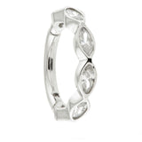 Tiare 9k medium solid white gold hinged hoop single earring with marquise cut crystals - Helix & Conch