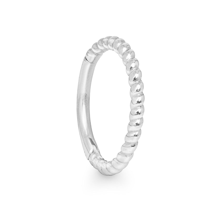 Trenza 14k solid white gold conch braided hoop earring