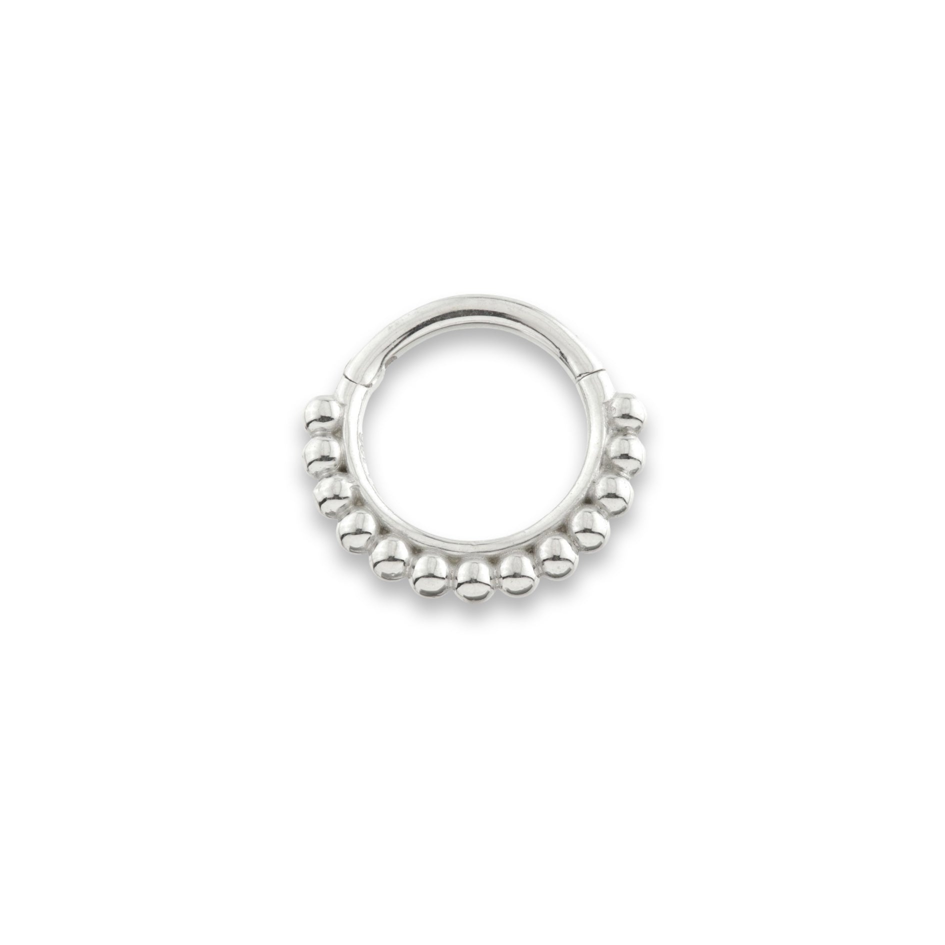 Boules 9k solid white gold bubble framed hinged single segment earring - Helix & Conch