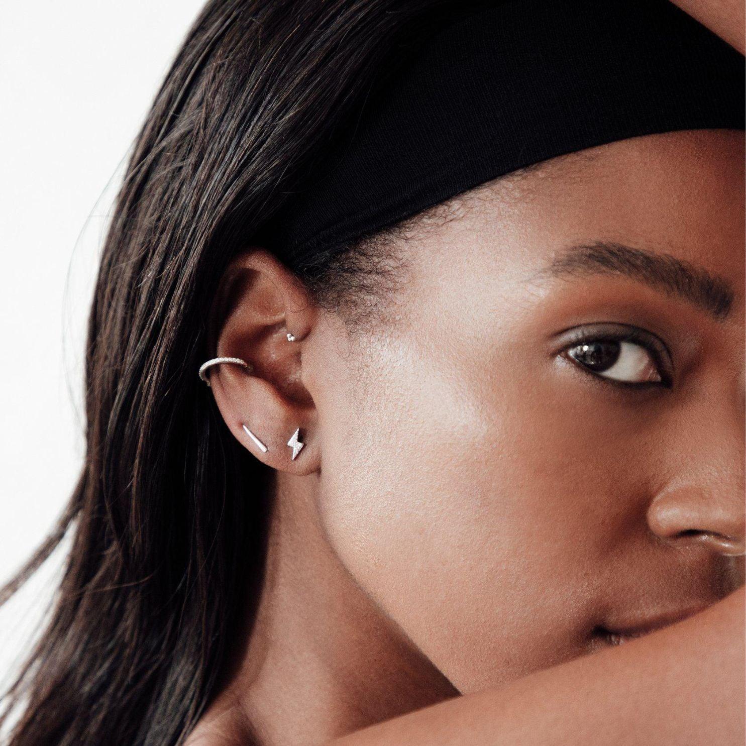 Zanna pair of white gold earrings - Helix & Conch