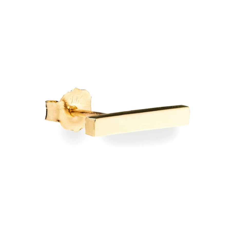 Barette 10k solid yellow gold medium bar stud earring