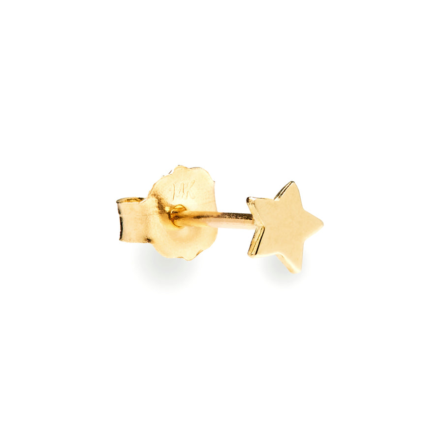 Astro 10k solid yellow gold tiny star single stud earring